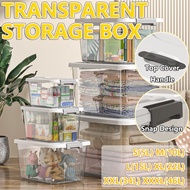✨【】✨46L Transparent Storage Box With Lid Stackable Large Capacity Storage Organizer Box Plastic Stor