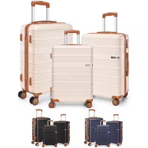 3pcs Luggage Lightweight Hardshell Luggage Set With TSA Lock 20"+24"+28" ABS+PC Spinner Suitcases Tr