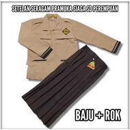 Elementary School Girl Scout Uniform for Grades 1-6 Elementary School Long Raising Complete with Bon