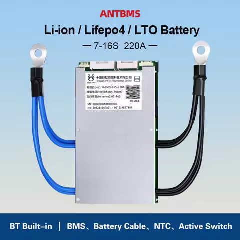 SMART ANT BMS 7S 8S 10S 12S 13S 14S 15S Li-ion Lifepo4 LTO Battery 24V 36V 48V 60V continuous 220A p