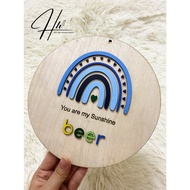 Rainbow Decor wooden board with baby's name, Wooden nameplate for children with their own name, very