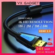 🔥Ready Stock🔥 HDMI Cable 2.0 2160p 4K Resolution with Gold Plate Head [1m/2m/3m/5m] High Speed