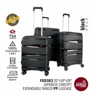 SAMEL 3 IN 1 SET FGD 383 JAPANESES CONCEPT EXPANDABLE ANTI THEFT ZIPPER PP LUGGAGE 20" 24" 28"
