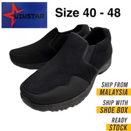 Vinstar Men Slip On Sport Shoes Black Trainer Sneaker Kasut Sporting Comfortable Casual Shoe Lelaki