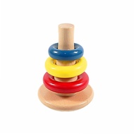 Montessori Stacking Aids Wooden Ring Tumbler Early Childhood Educational Baby Toy Square Stacking E3