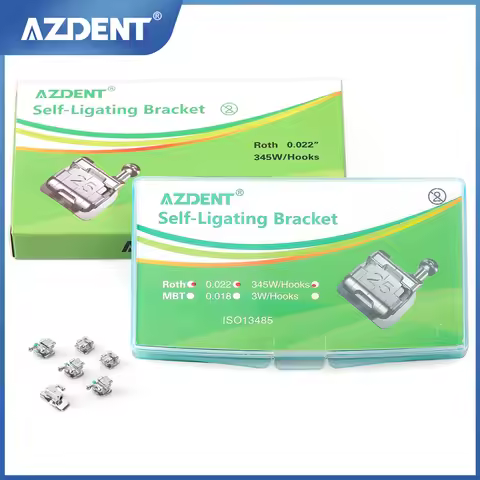 AZDENT Dental Orthodontic Passive Self-Ligating Brackets Braces With Buccal Tube Mini MBT Roth 0.022