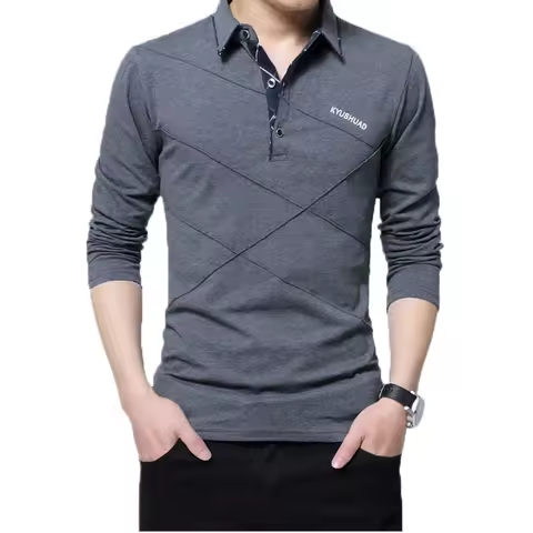 Men's Polo Shirt Autumn Button Brand Male Long Sleeve Polo Shirt Casual Male Shirt Dress Polo Shirts
