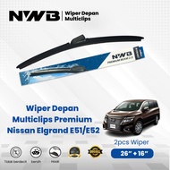 Premium Multiclips Car Wiper Nissan Elgrand E51/E52 (NNB WPM 26" & 16")