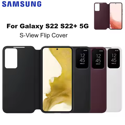Original For Samsung Galaxy S22 S22+ S-View Flip Cover For Galaxy S22+ S22Plus 5G Smart Clear View P