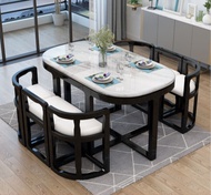 [FREE SHIPPING] Marble square 6 seater dining table set / Set meja makan marble 6 seater JIMAT RUANG