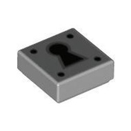 LEGO Light Gray Tile Keyhole 1x1 樂高淺灰色 鎖頭鑰匙孔印刷圓形平板 6251308