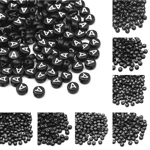 50/100pcs/lot 7x4mm Round 26 Alphabet Letter Acrylic Loose Spacer Beads for Jewelry Making Charms Di