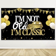 7x5ft I'm Not Old I'm Classic Photography Backdrop Black Gold Funny Classic Car Happy Birthday Backd