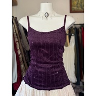 [2hand_thrift] Japanese velvet sequined tank top M L Bust 84-94 length 54