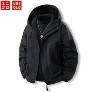 UNIQLO Waterproof Jacket Men's Hooded Jacket Outdoor Breathable Loose Waterproof Windproof Rainproof