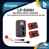 KingMa DSLR Camera Battery LP-E6NH LP-E6 LCD Dual Charger Set for Canon 5D MKIV 5D MKIII EOS R R5 R6