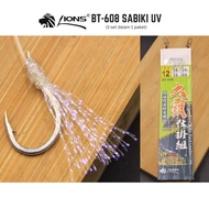 LIONS BT-608 SABIKI UV Perambut Matakail Fishing Mata Kail Memancing Ikan Tajam Apollo (3in1/pkt)