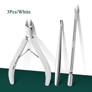 3pcs Set Nail Cuticle Nipper Scissors Trimmer Clipper Dead Skin Fork Remover Plier Pusher Stainless 