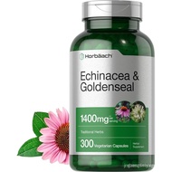 Horbäach Echinacea Goldenseal Capsules | 1400mg | 300 Count | Vegetarian,, Gluten Free Extract Suppl