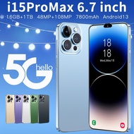 i15 Pro Max Cellphone Original Big Sale 2024 Android smartphone cheap handphone 6.7inch16GB RAM +1T ROM Android Cellphone On Sale 7800mAh WIFI bluetooth 5g Google game Phone  Cheap Smartphone Online learning手机