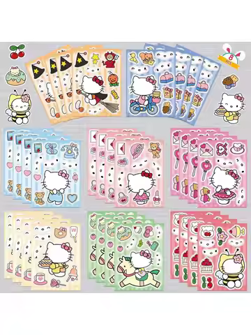 8pcs cartoon Sanrio DIY creative stickers, Hello Kitty puzzle stickers, Hello Kitty decorative stick