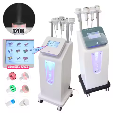 Hot 6 in 1 5D Vacuum Body Massager 120K Cavitation Slimming Anti-aging Liposuction Muscle Massager W