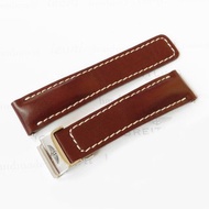 Brown Watch Strap for Breitling, genuine leather, Deployment clasp