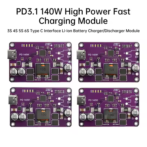 PD3.1 140W High-power Fast Charging Module 3S 4S 5S 6S Type-C Lithium Battery Charging and Dischargi
