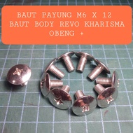 [PAKET 10 Pcs] Baut Payung / Baut JT m6 x 12 stell chrome/ Baut Body Revo Kharisma / Baut Payung / B