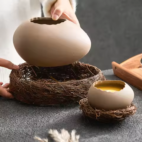 Eggshell Modeling Steamed Egg Bowl Dessert Bowl Ostrich Egg-shaped Ceramic Yogurt Bowl Special Resta