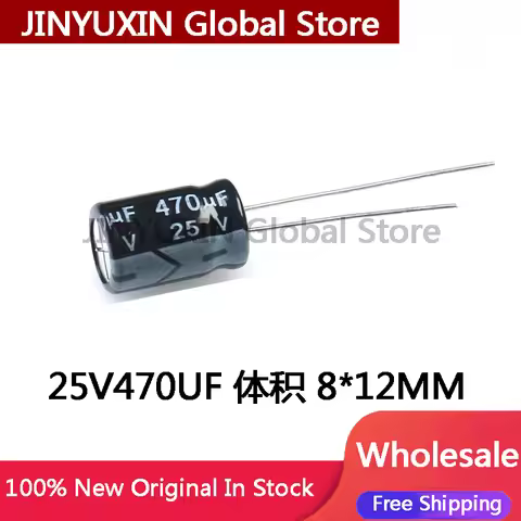 20-1000PCS NEW 100% quality 25V470UF 8x12MM 470uf 25v 8*12mm 470μF 25v 8X12MM Direct insert aluminum