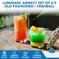 Luminarc Annecy Highball Old Fashioned Glass Set of 6's Cocktail Rock Lowball Drinking Cooler Glasse