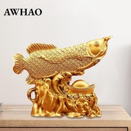 [AWHAO] Feng Shui Wealth Arowana Fish,Fish Sculpture,Feng Shui Decor,Sturdy,Lucky Statue Figurine fo
