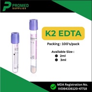 VACUUM BLOOD COLLECTION TUBE K2 EDTA, PURPLE CAP