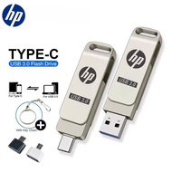 HP 1TB 2TB โลหะ U Disk 2 IN 1 OTG แฟลชไดรฟ์ไดรฟ์ปากกา USB ประเภทหน่วยความจำสนับสนุน IPhone15/16 iPad
