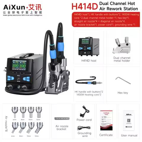 Aixun H414D Dual-station Hot Air Gun 1400W Smart Desoldering Station Connect Bluetooth and WIFI for 