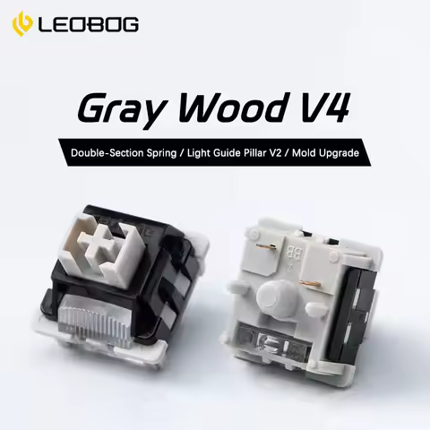 LEOBOG GrayWood V4 Switch Linear POM HIFI Switches For Custom Mechanical Keyboard KIT 5Pin With Ligh