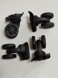 NEW DIY replacement wheel housing + double wheels. Wheel model A-89 , 4 screw holes, SIMILAR BUT NOT THE SAME as A-84. 50mm wheel diameter. Please review measurements in photo. Fits some American Tourister, Samsonite, Delsey.  PARTS ONLY 鸿日A－89 鴻日 A89
