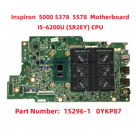 Laptop Motherboard 6th generation i5-6200u SR2EY CPU ,CN-0YKP87 YKP87 For DELL Inspiron 15 5568 1529