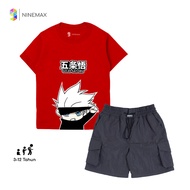 Stylish Kids Outfit – Gojo Satoru T-Shirt Made of Premium Short Crinkle Cotton & Cargo Material for 