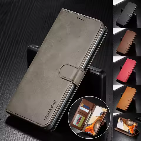Leather Case for Xiaomi 12T 11T Poco X5 X4 GT X3 M3 M4 Pro NFC F4 F3 Flip Cover Redmi 9C Note 12 Pro
