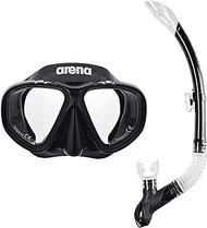 arena Unisex Premium Snorkeling Gear Set Temepered Double Lens Goggles Mask Large Strap