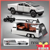 1: 32 Tesla Cyber truck Pickup RV Metal Alloy Toy Car Model Die-Casting Car Boy Sound Simulation Lig