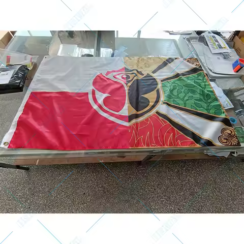 2X3FT banner of half Republic of Poland vs half Tomorrowland flag 100D polyester custom Polish Polsk