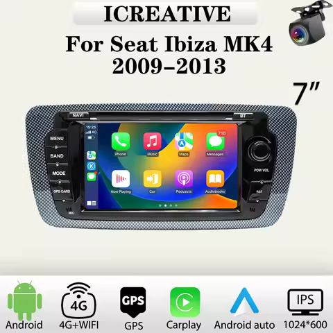 2 DIN Car Radio Screen for Seat Ibiza 6j 2009-2013 with Wireless CarPlay Android Auto GPS Navigation