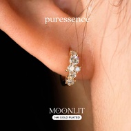 * 𝑀𝑜𝑜𝓃𝓁𝒾𝓉* Gold Zircon Hoop Earrings * S925 Silver 18K Gold Plated Earring for Women Huggies Loop 18