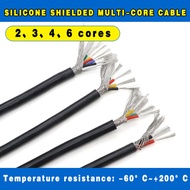High temperature resistant silicone shielded wire multi-core sheathed cable black 2, 3, 4, 6 cores, tinned copper anti-interference transmission power cable