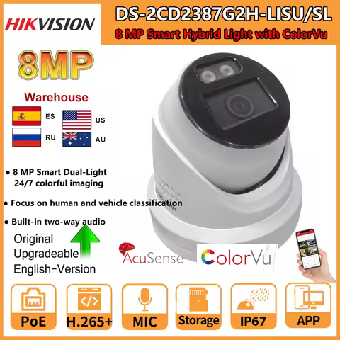 Hikvision 8MP IP Camera DS-2CD2387G2H-LISU/SL Smart Hybrid Light ColorVu Turret 4MP DS-2CD2347G2H-LI
