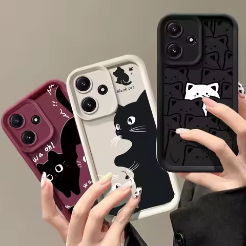 INS Cartoon Black Cat Phone Case For Xiaomi Redmi Note 13 12 Pro Plus 4G 5G 13C 12C 14C 10C A3 Silic