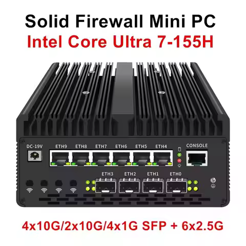 Topton Solid Firewall Mini PC 14th Gen Ultra 7 155H 4x/2x 10G SFP 6*2.5G LAN Intel vPro Thunderbolt 